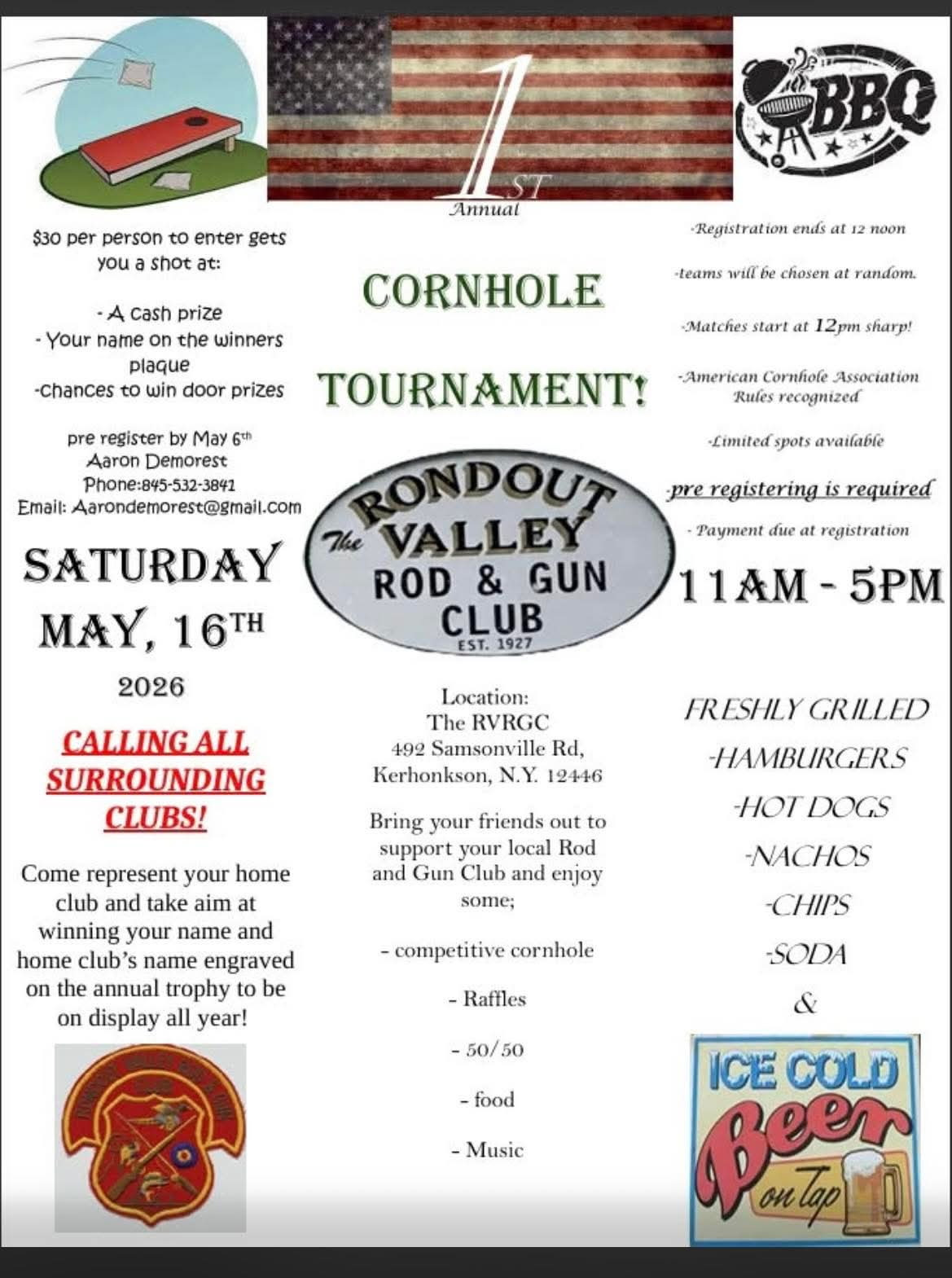 Rondout Valley Rod & Gun Club's 1st Annual Cornhole Tournament