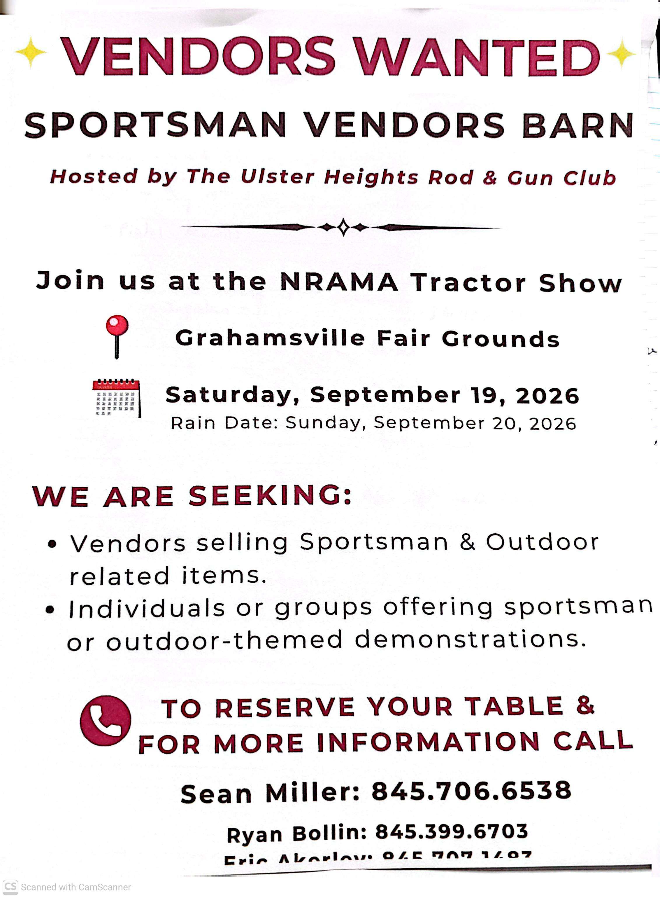 Vendors Wanted: Sportsman Vendors Barn at NRAMA Tractor Show