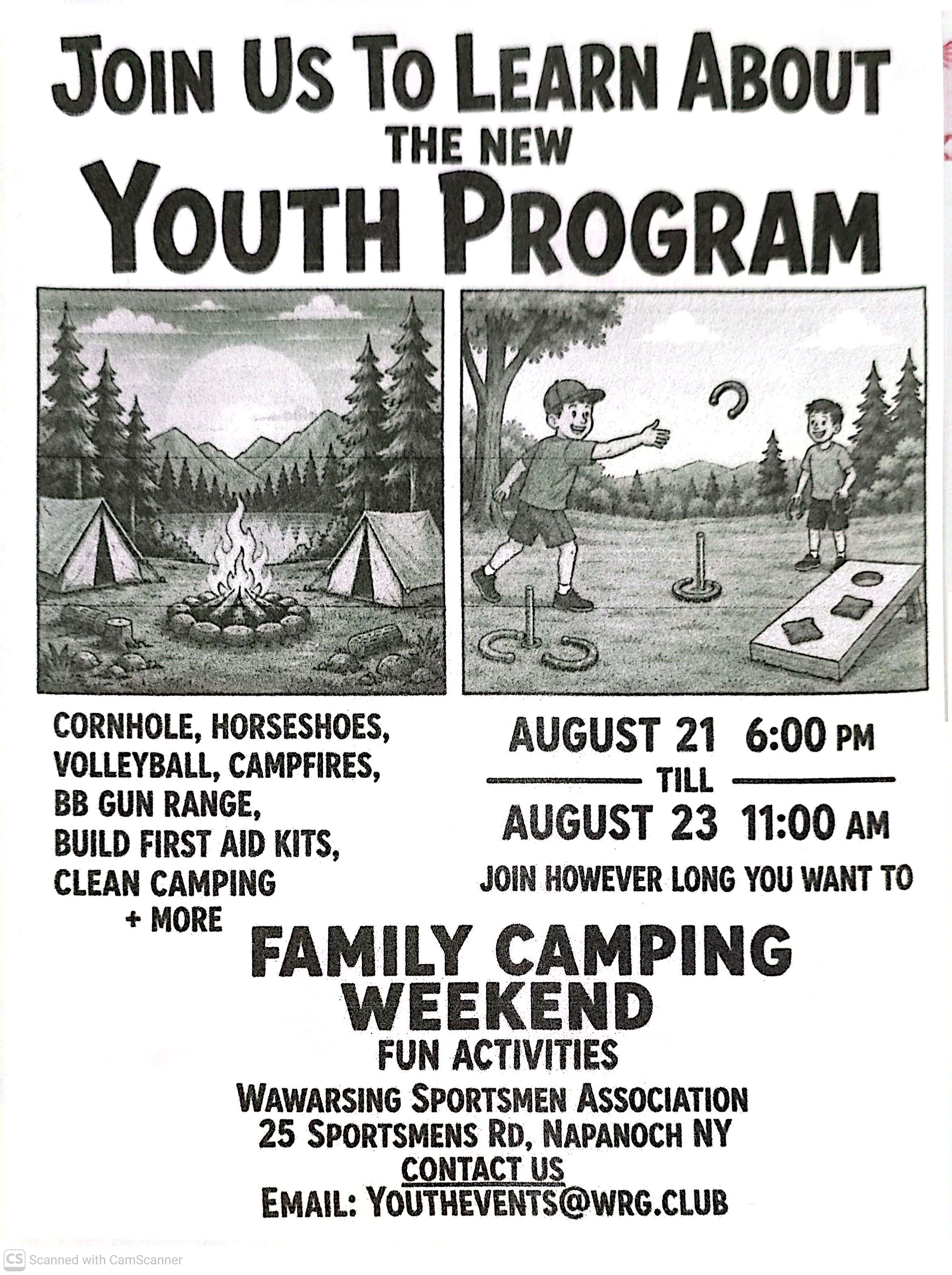 Family Camping Weekend & Youth Program Introduction